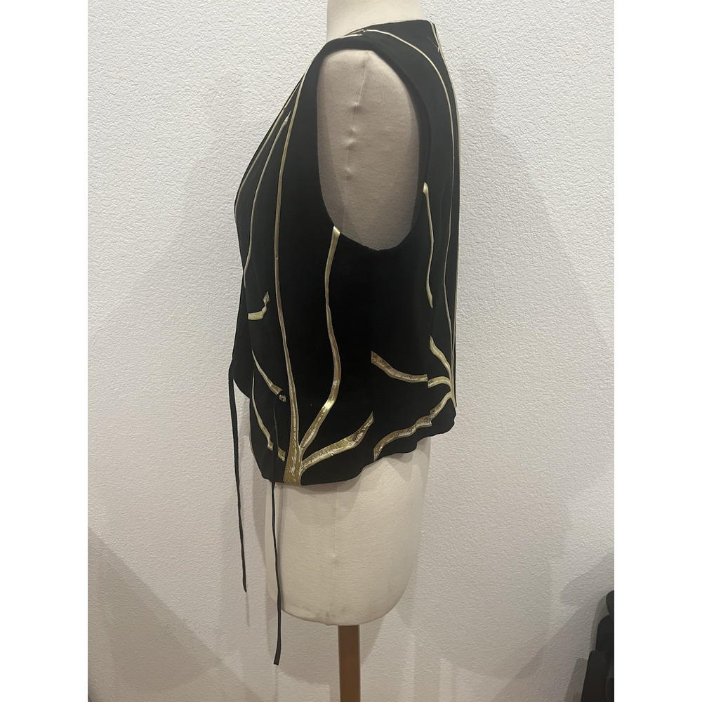 80's Soft Black Suede Metallic Painted Vest - Picture 4 of 10